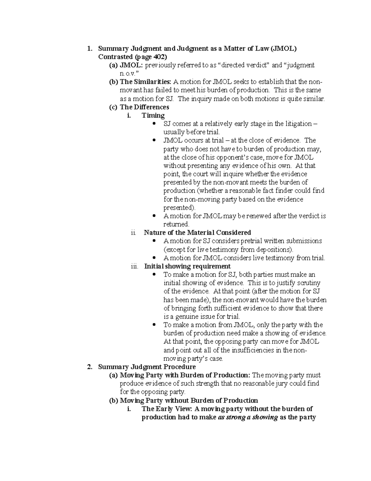 civil-procedure-law-outline-1-summary-judgment-and-judgment-as-a