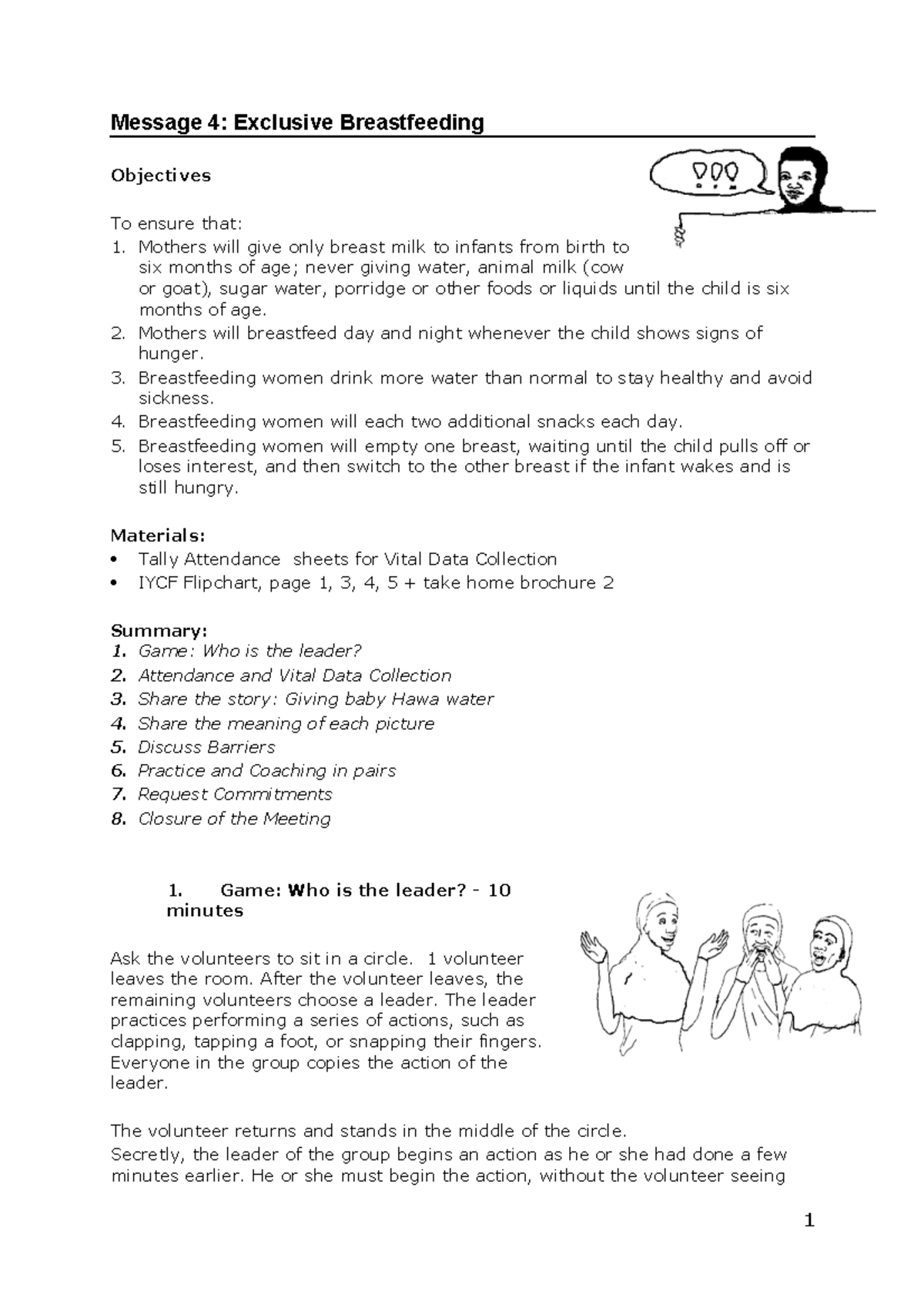 4 Lesson plan English Exclusive Breastfeeding Message 4 Exclusive Breastfeeding