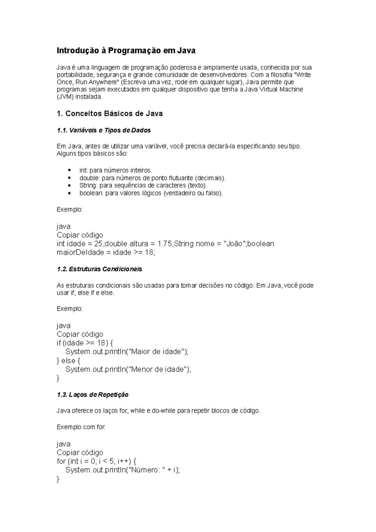 Java Básico ao intermediário - Introdução à Programação em Java Java é ...
