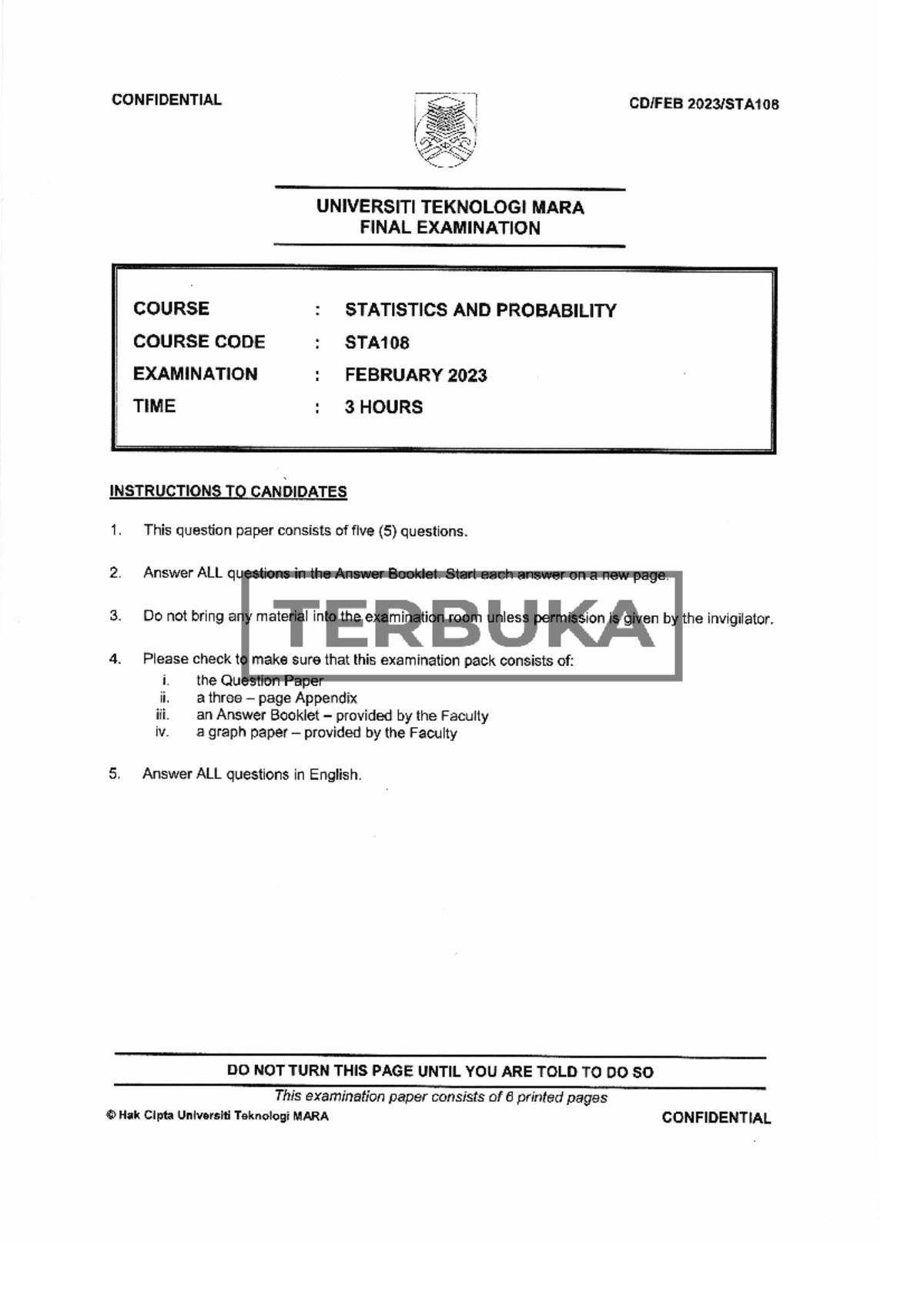 STA108 (2) - CHAPTER 2 - CONFIDENTIAL UNIVERSITI TEKNOLOGI MARA FINAL ...