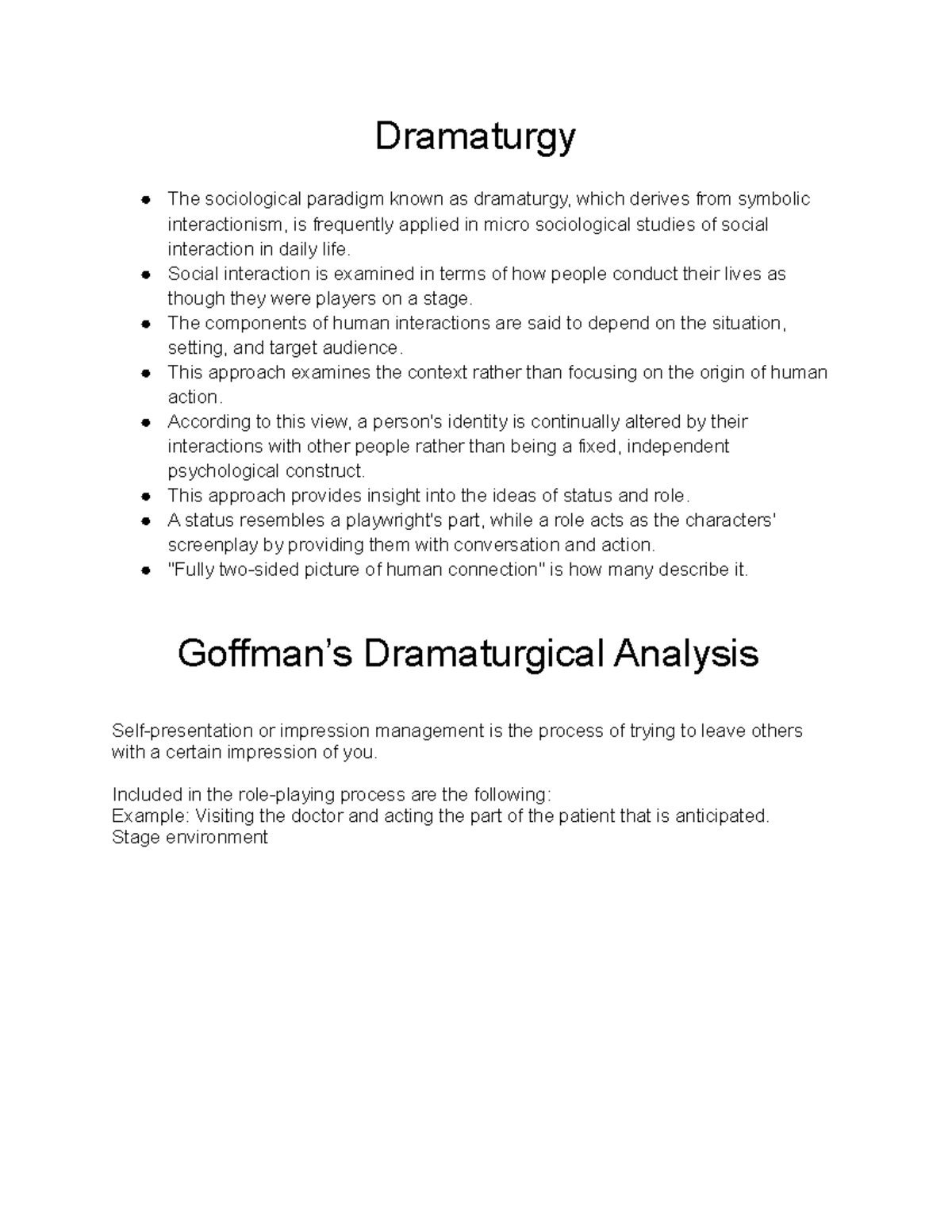 Dramaturgy Notes - Dramaturgy The Sociological Paradigm Known As ...