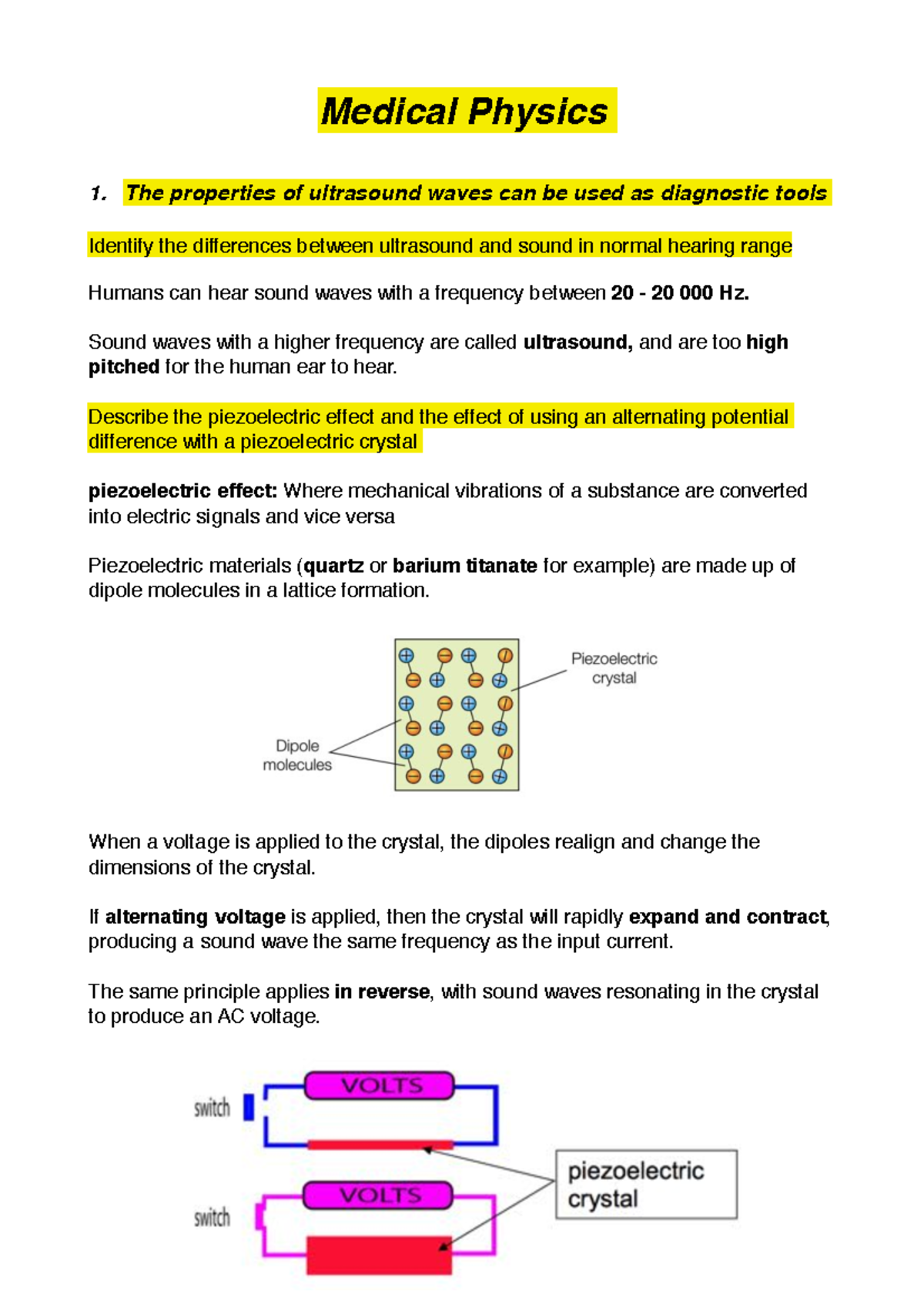 Pdfcoffee MEDICAL PHYSICS NOTES Medical Physics 1. The properties