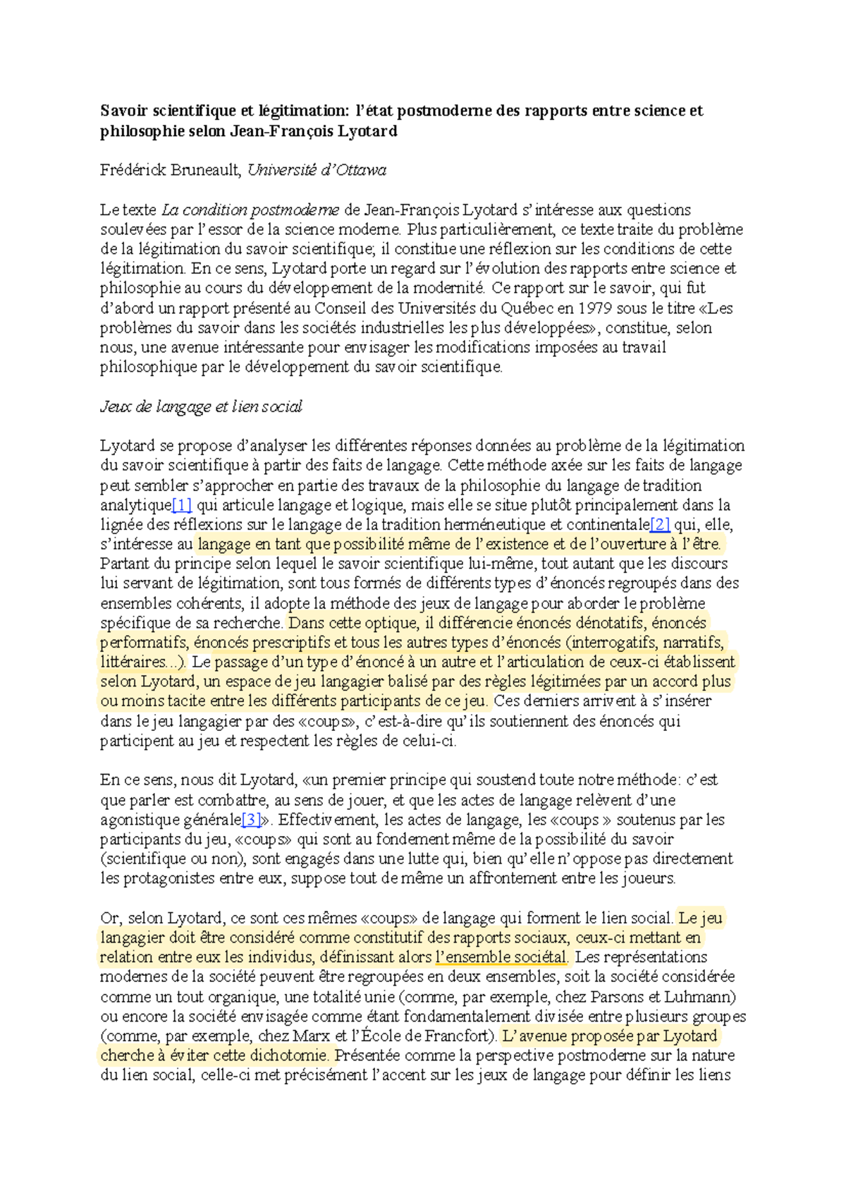 Explication du livre la condition postmoderne de Lyotard Savoir scientifique et légitimation