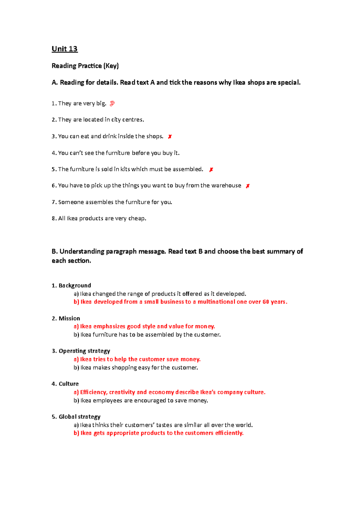 Reading Practice 13 (Key) - Unit 13 Reading Practice (Key) A. Reading ...