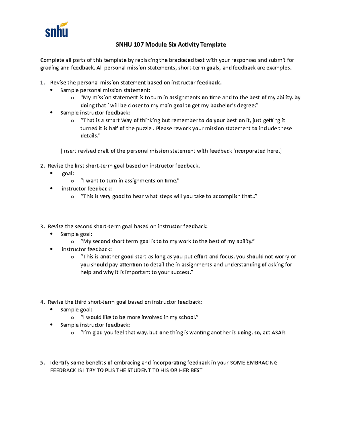 SNHU 107 Module Six Activity Template - SNHU 107 Module Six Activity ...