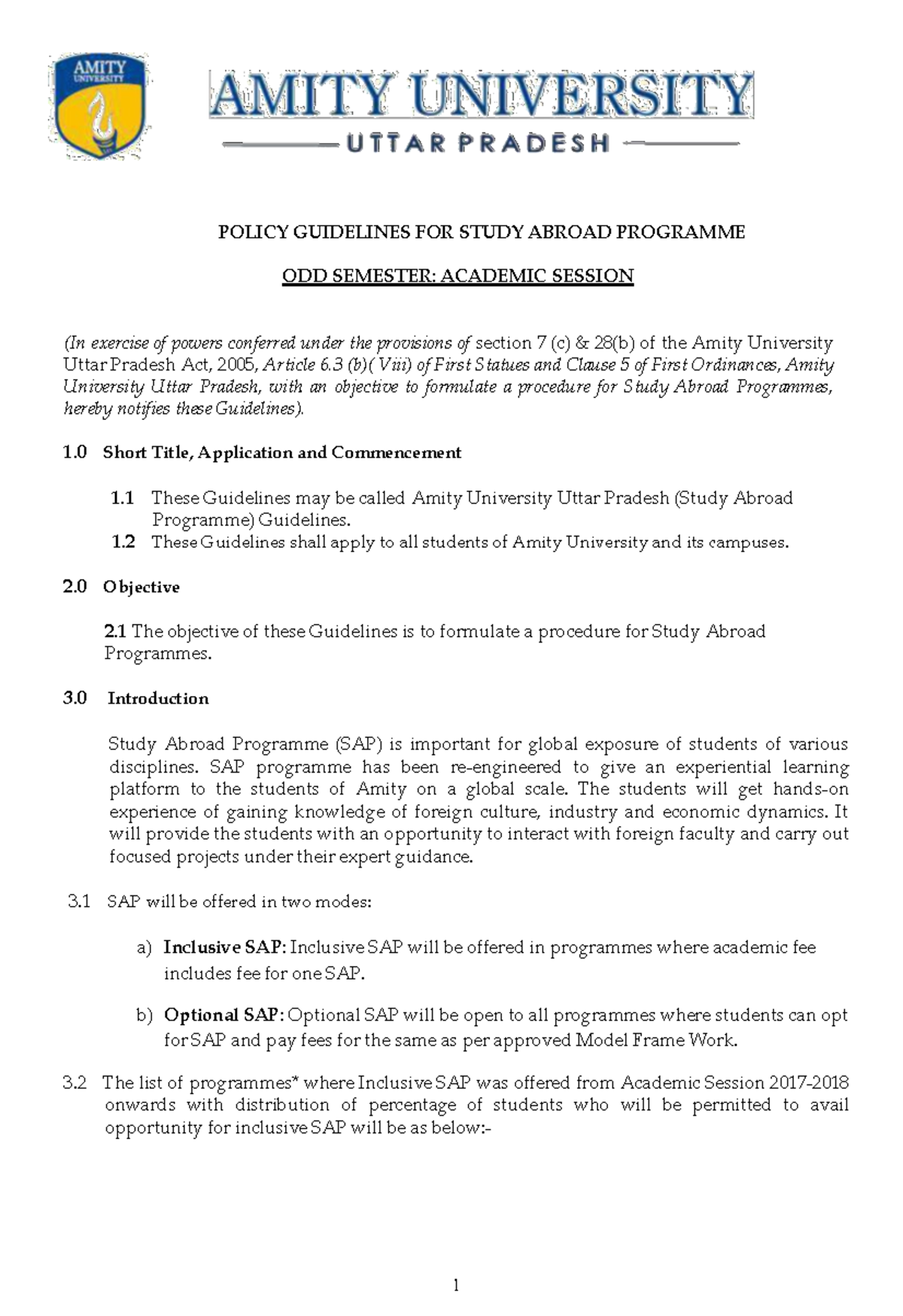 SAP Guidelines 2022 ODD Semester Academic Session POLICY GUIDELINES