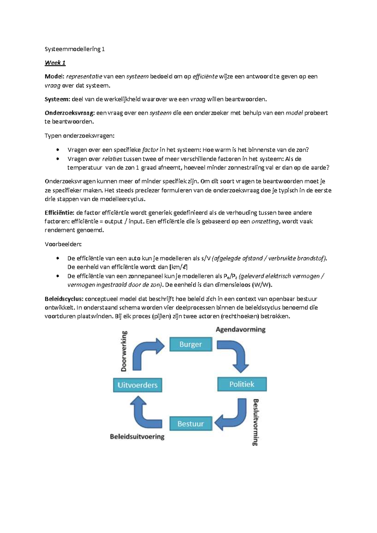 Samenvatting Systeemmodellering 1: Week 1-8 - Systeemmodellering 1 Week ...