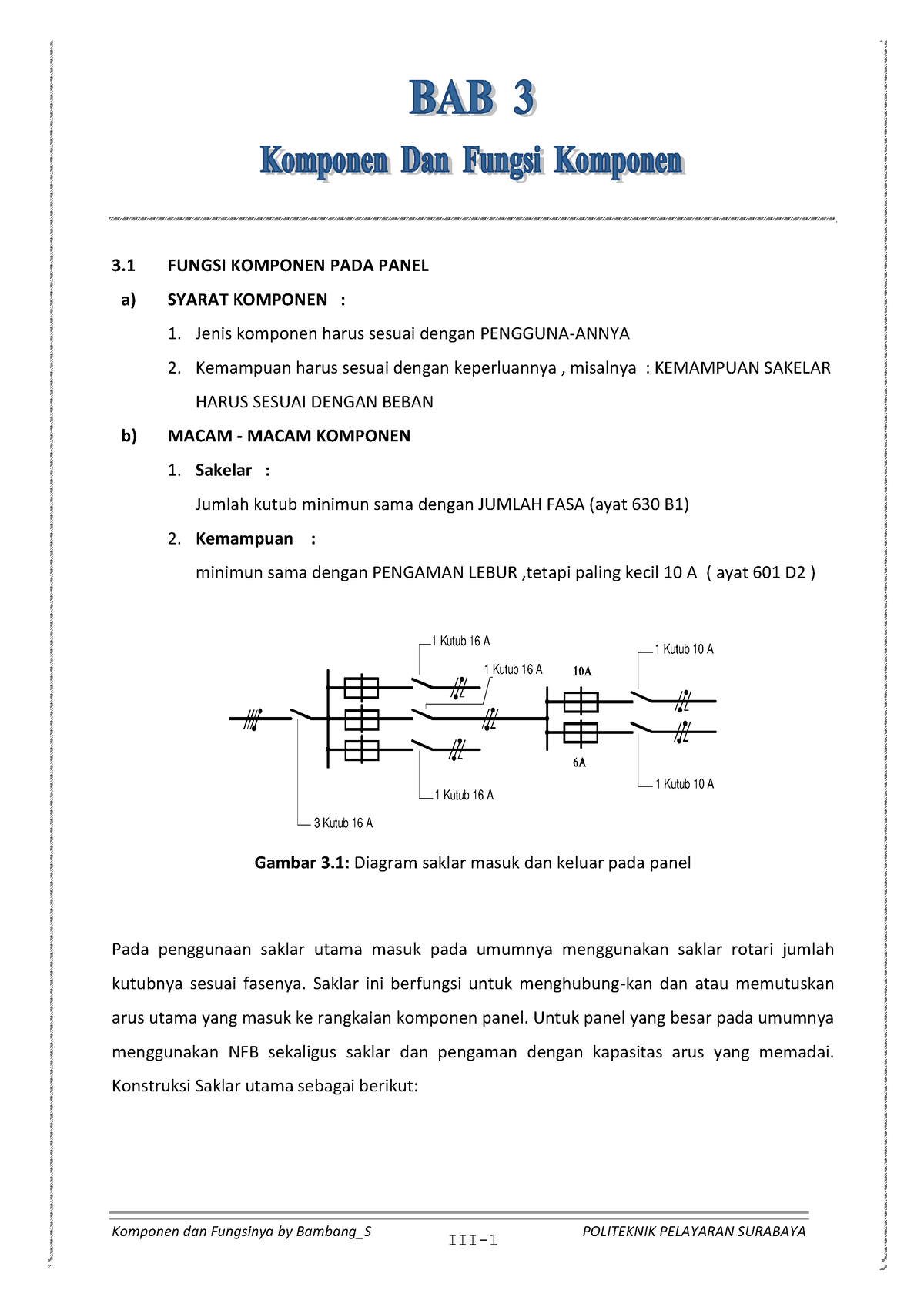 Komponen Listrik Dan Fungsinya - 3 FUNGSI KOMPONEN PADA PANEL A) SYARAT ...