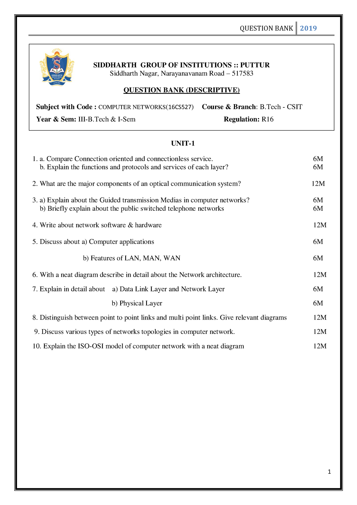 16CS527-Computer Networks - SIDDHARTH GROUP OF INSTITUTIONS :: PUTTUR ...