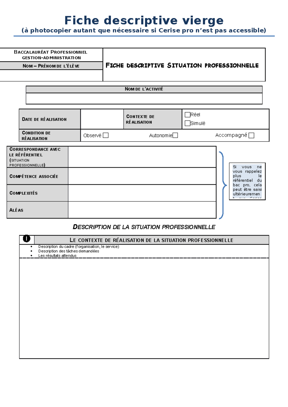 Fiche descriptive vierge - Studocu