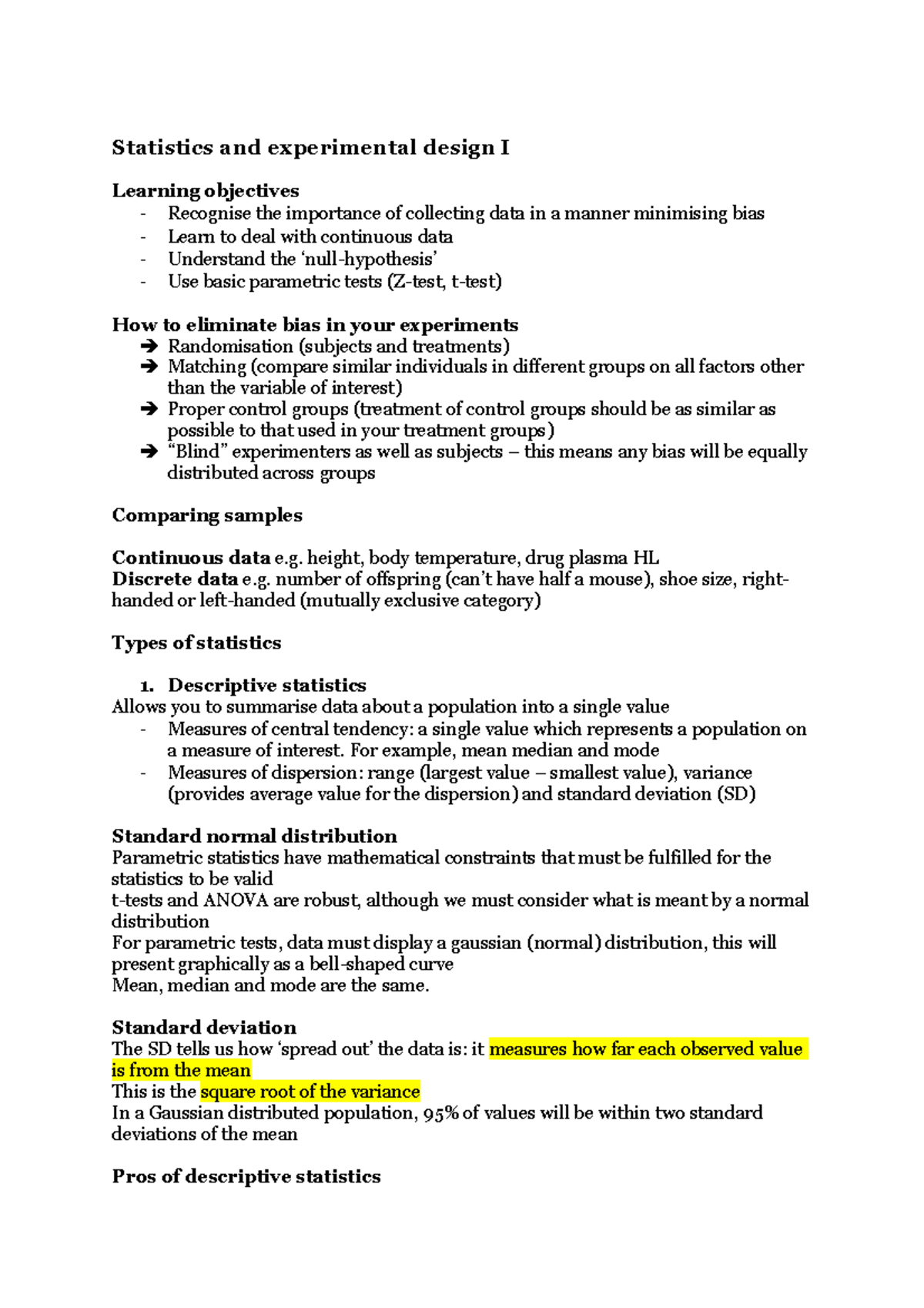 experimental design statistics course