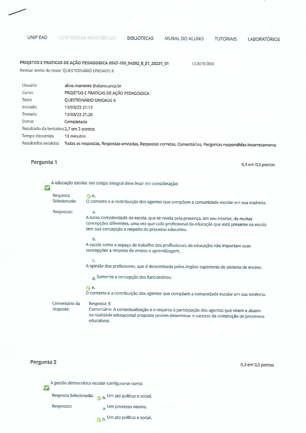 Questionario Unidade Ii E Atividade Teleaula Ii Ppap Projetos E Práticas De Ação Pedagógica 6076