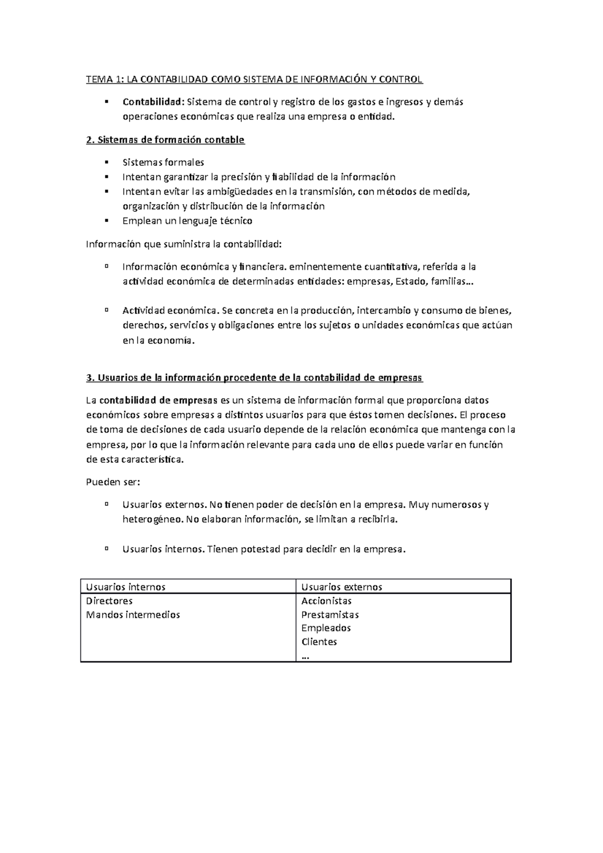 TEMA 1 - TEMA 1: LA CONTABILIDAD COMO SISTEMA DE Y CONTROL Contabilidad ...