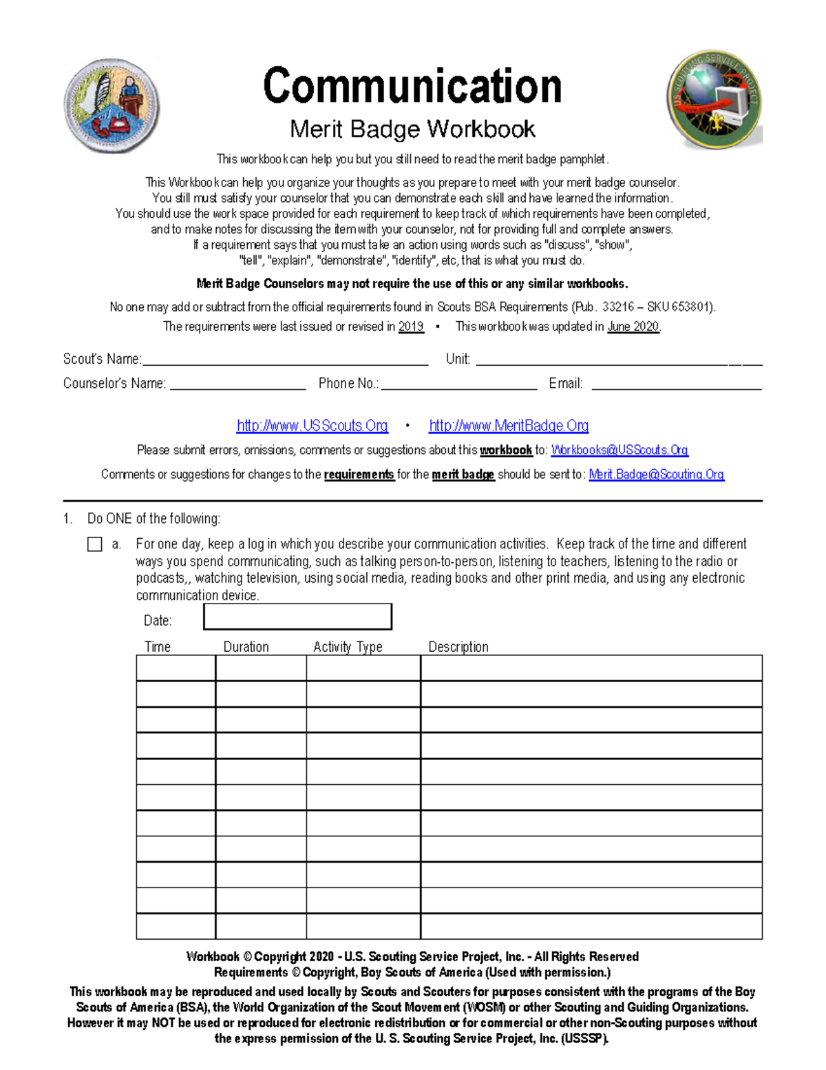 Scout Communication - Communication Merit Badge Workbook This workbook ...