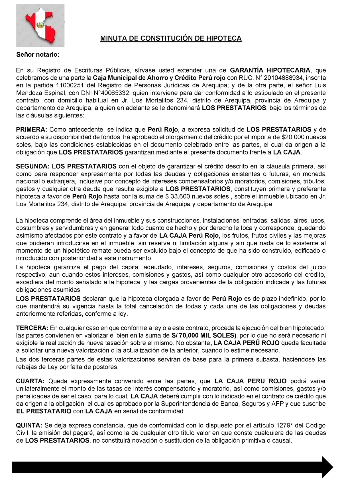 Minuta DE Constitucion DE Hipoteca - Código: 010111-22112018 1 / 2 MINUTA  DE CONSTITUCIÓN DE - Studocu