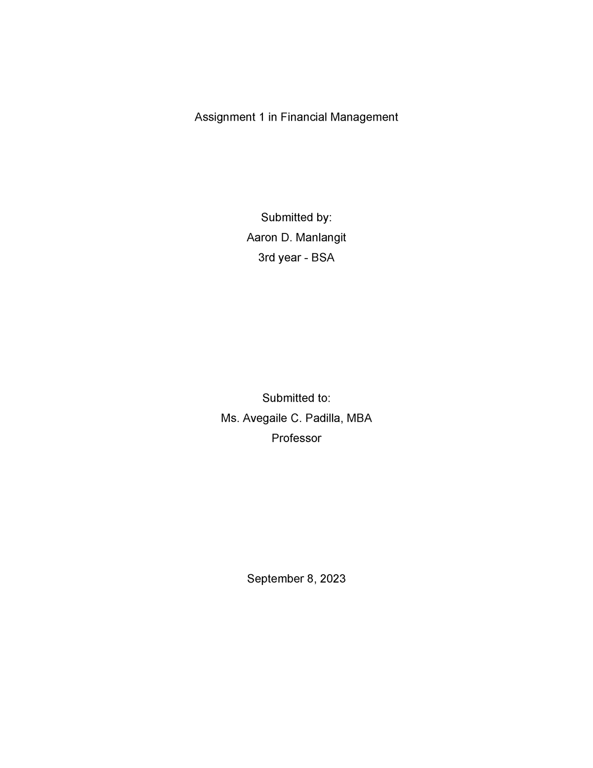 financial management assignment conclusion