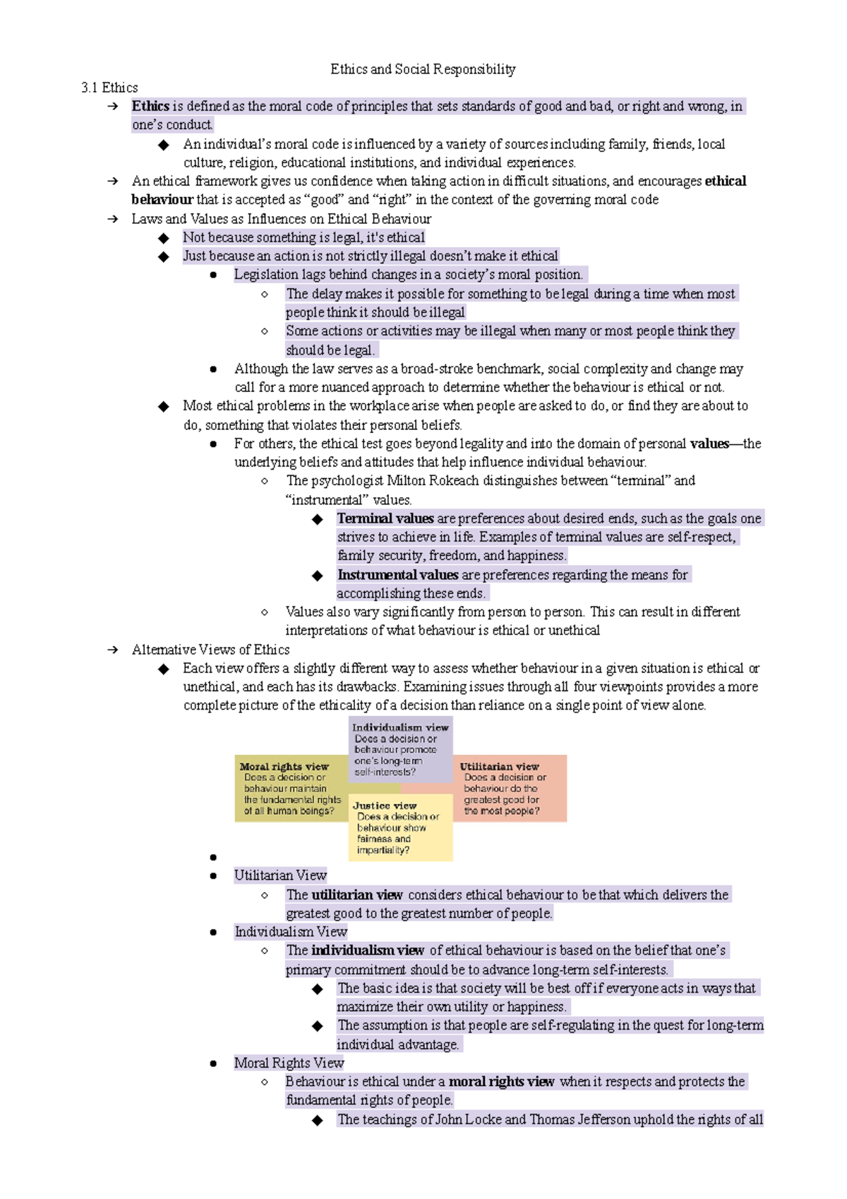 Chapter 3 - Ethics And Social Responsibility 3 Ethics Ethics Is Defined ...