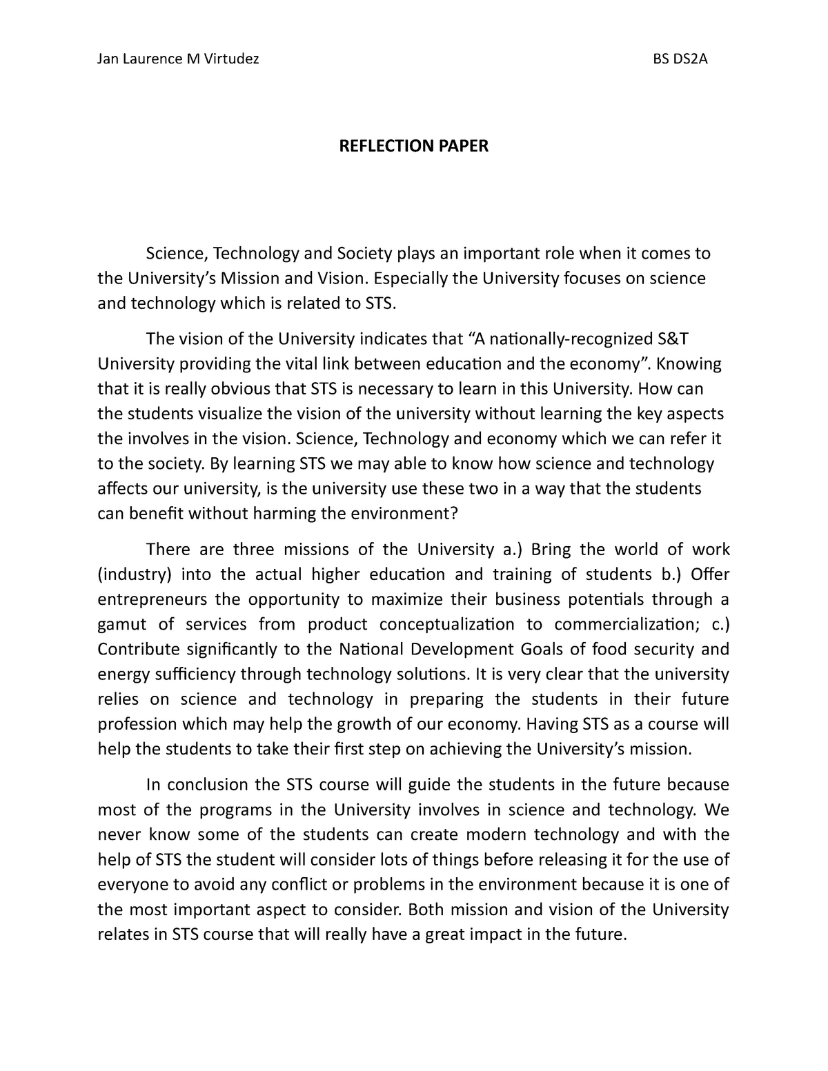 science technology and society essay