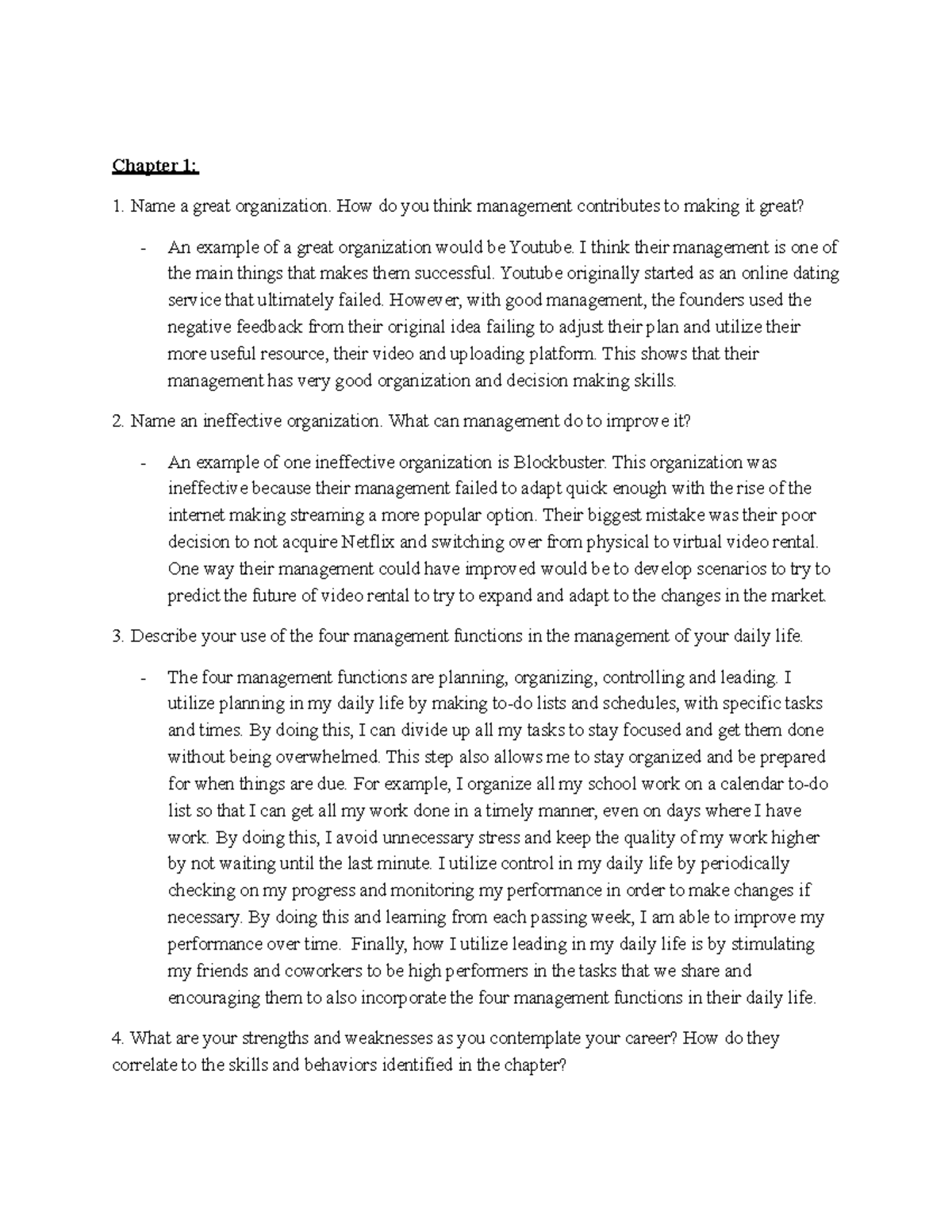 Mgmt 101 Week 1 Assignment Chapter 1 Name A Great Organization How Mgmt 101 Week 1 Assignment Chapter 1 Name A Great Organization How