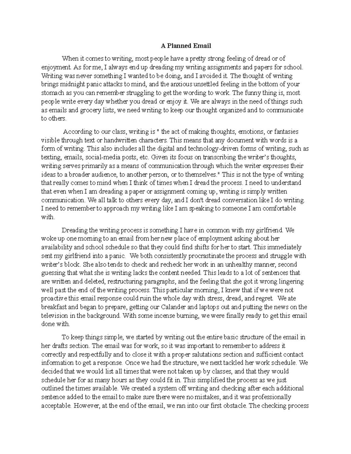 A Planned Email - Practice - A Planned Email When it comes to writing ...