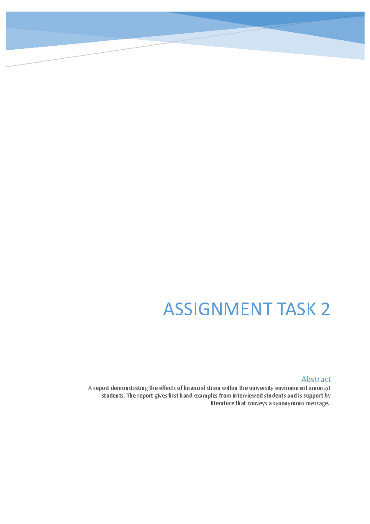 Assignment 2 - ASSIGNMENT TASK 2 Abstract A report demonstrating the ...