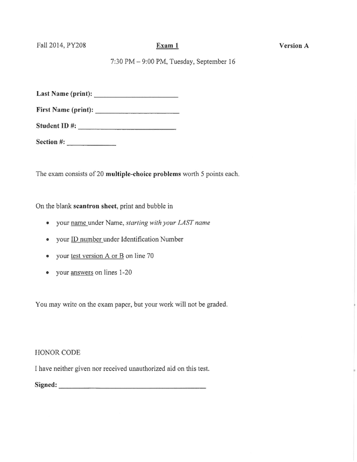 Prac Test 1F - Physics 2 Practice Test F For Test 1 Problems - Fall ...