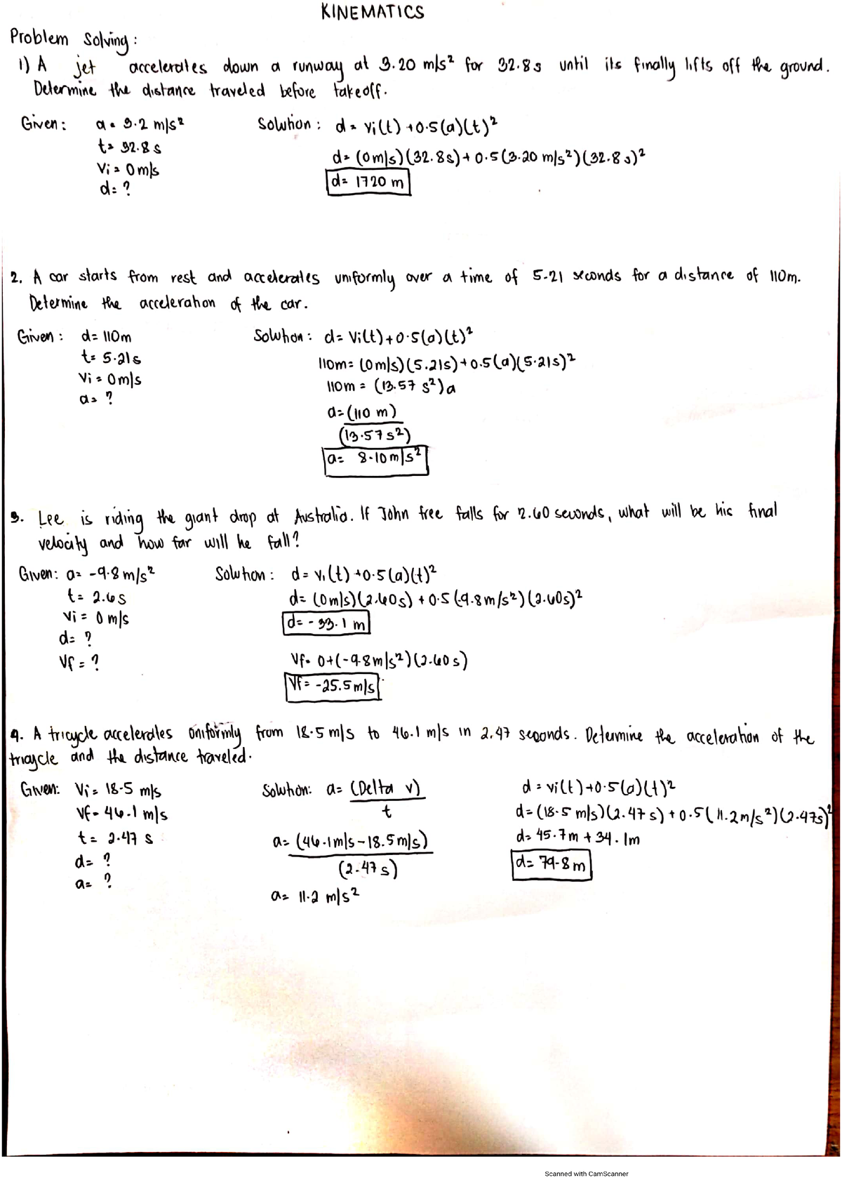 Problem Solving IN Kinematics Basbas 1 - Physics For Engineers - Studocu