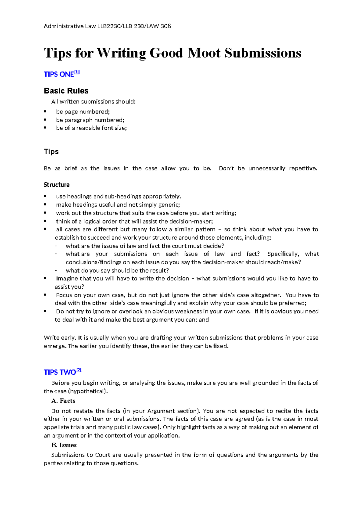 Tips for Writing Good Moot Submissions - Don’t be unnecessarily ...