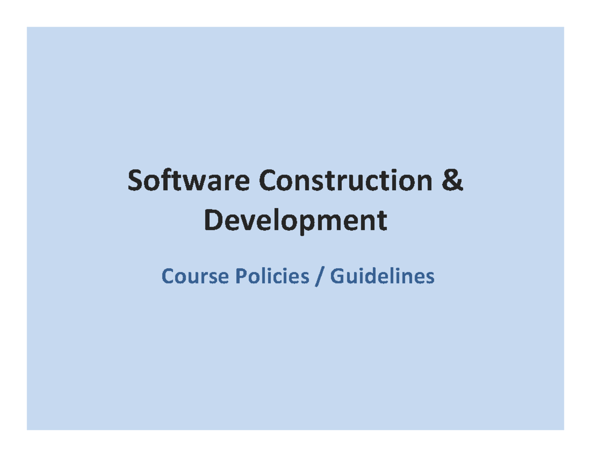 Software Engineering Rules and Regulations Software Construction