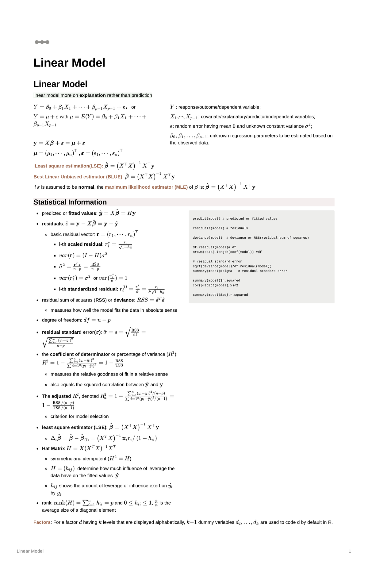 Linear Model - Linear Model Linear Model linear model more on ...