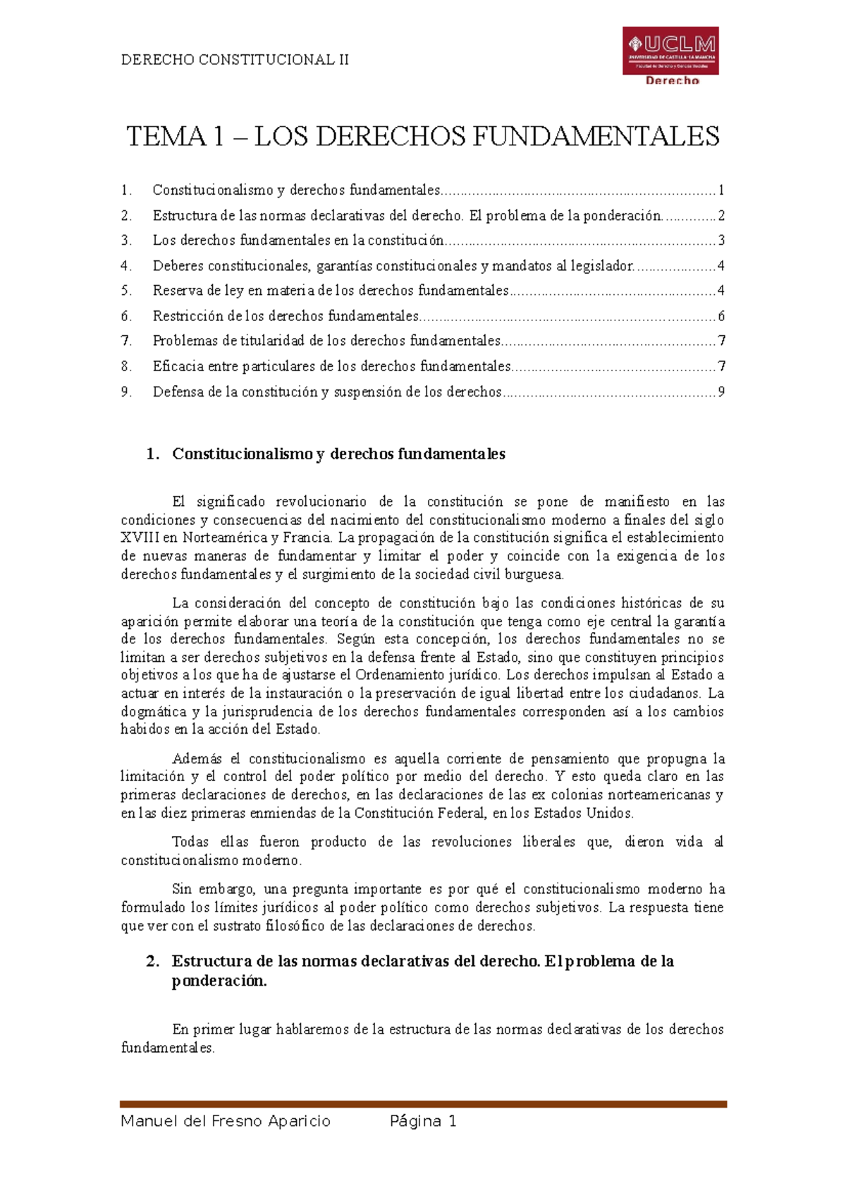 Lección 1 - Apuntes De Derecho Constitucional II - TEMA 1 – LOS ...