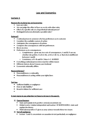 Introduction to Law and Economics Seminar 7 - Behavioural Psychology ...