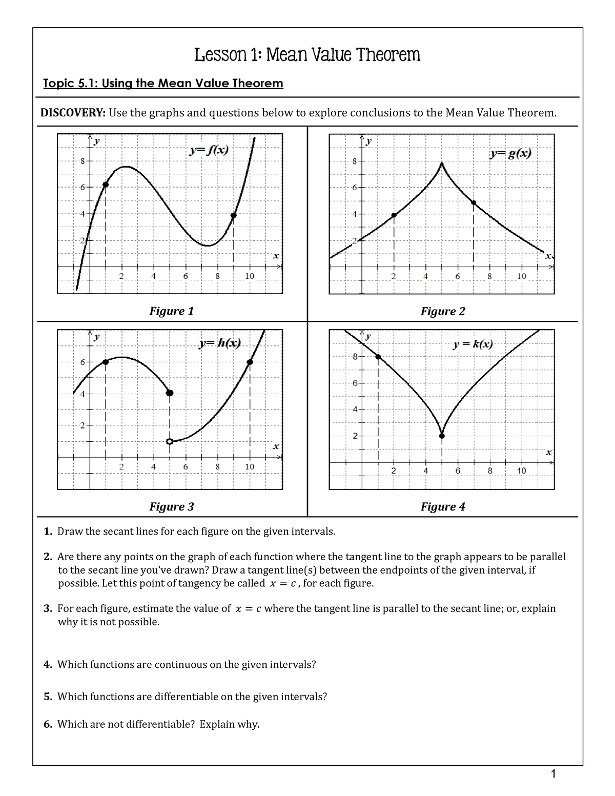 the mean value theorem homework 5.1