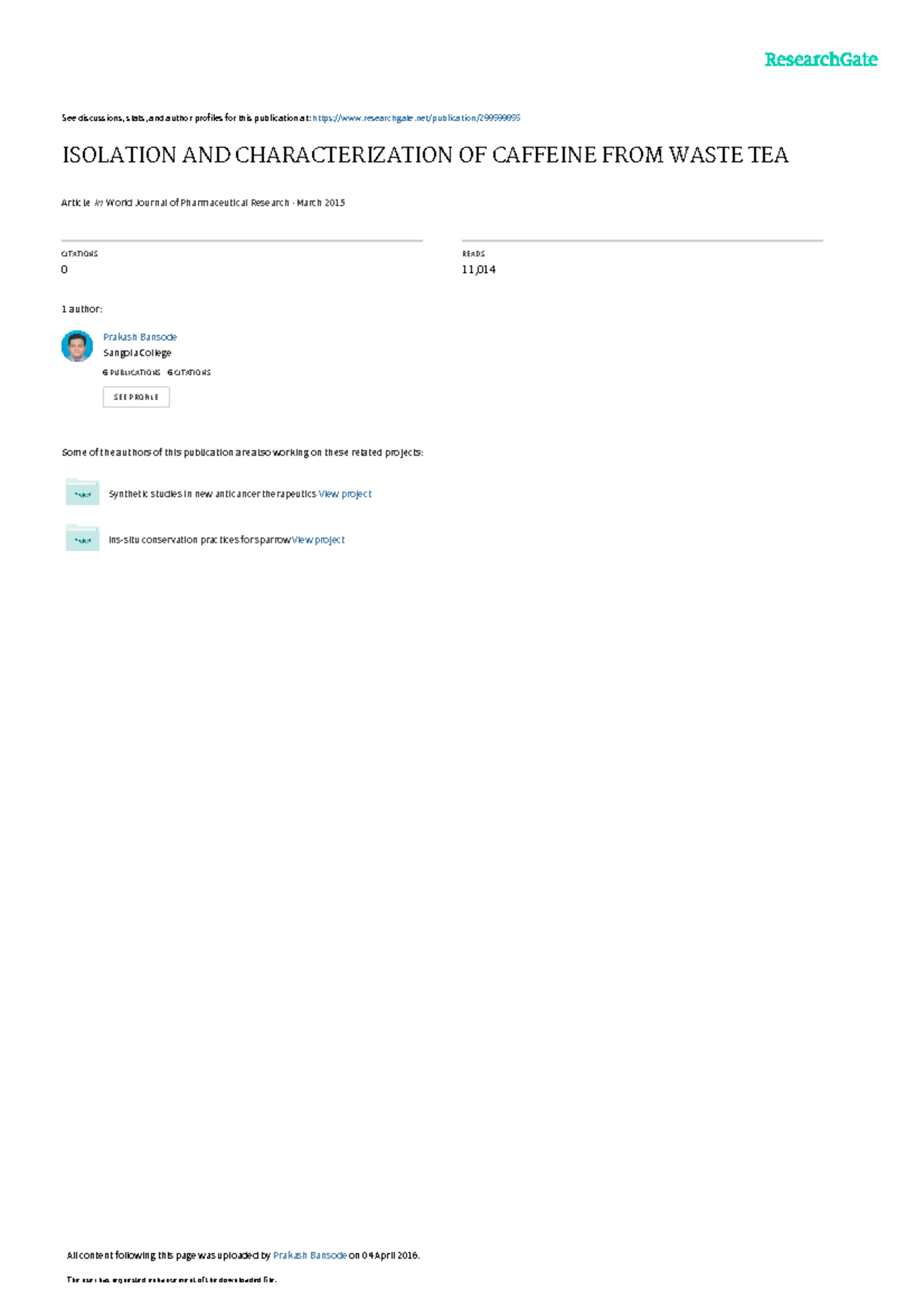 Article wjpr 14278007361 See discussions, stats, and author profiles