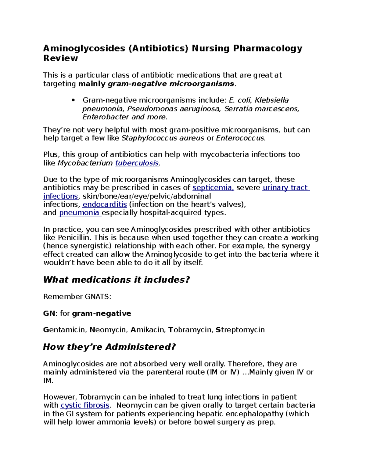 Aminoglycosides (Antibiotics) Nursing Pharmacology Review - Gram ...