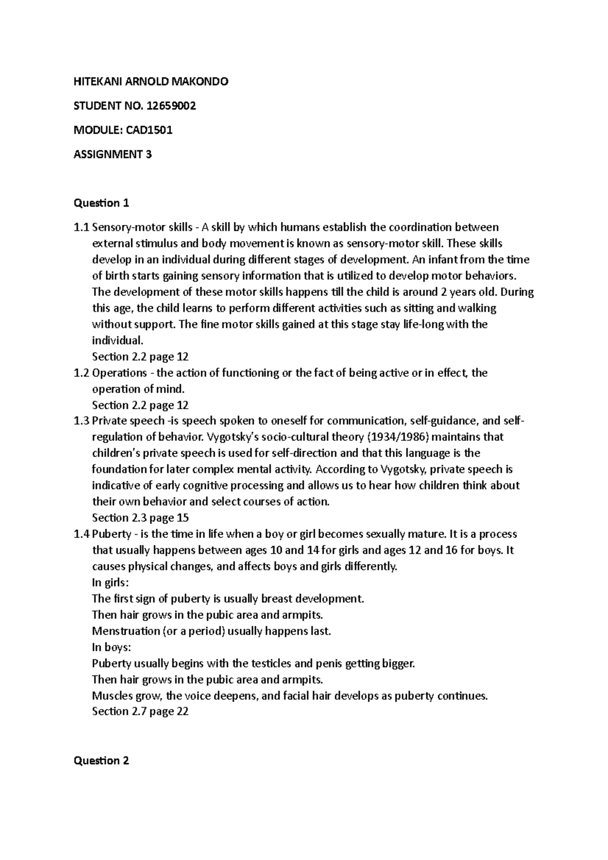 CADassignment 3 - Assignment 3 for CAD1501 - HITEKANI ARNOLD MAKONDO ...