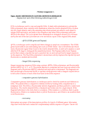 Weekly Assignment 5 - Cancer immunosurveillance surveys the body for ...