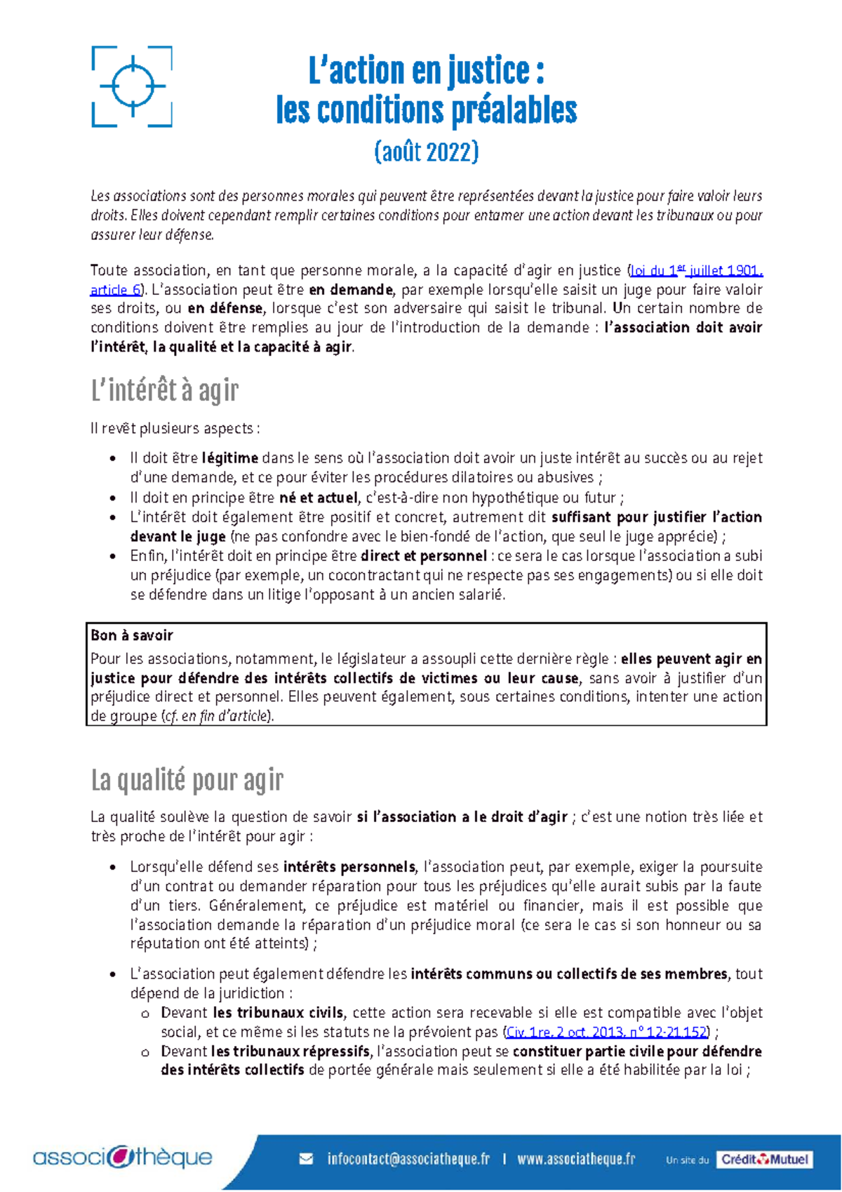 Focus Laction en justice-v - L’action en justice : les conditions ...