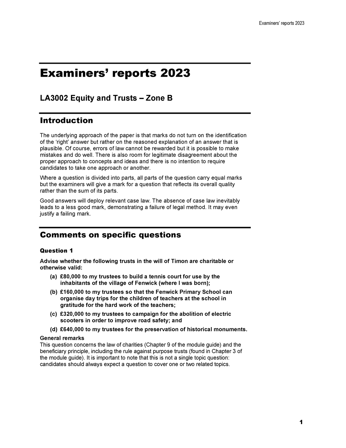 Trusts Report 2023 B - Examiners’ Reports 2023 Examiners’ Reports 2023 ...