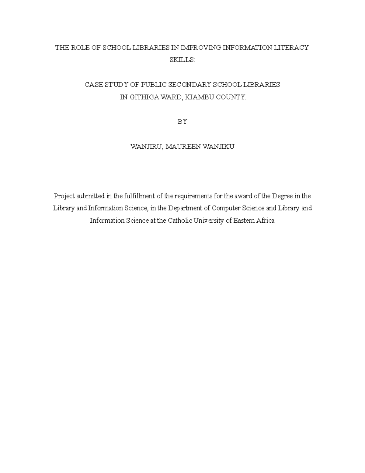 Research project-Maureen-chapters 1-3D - THE ROLE OF SCHOOL LIBRARIES ...