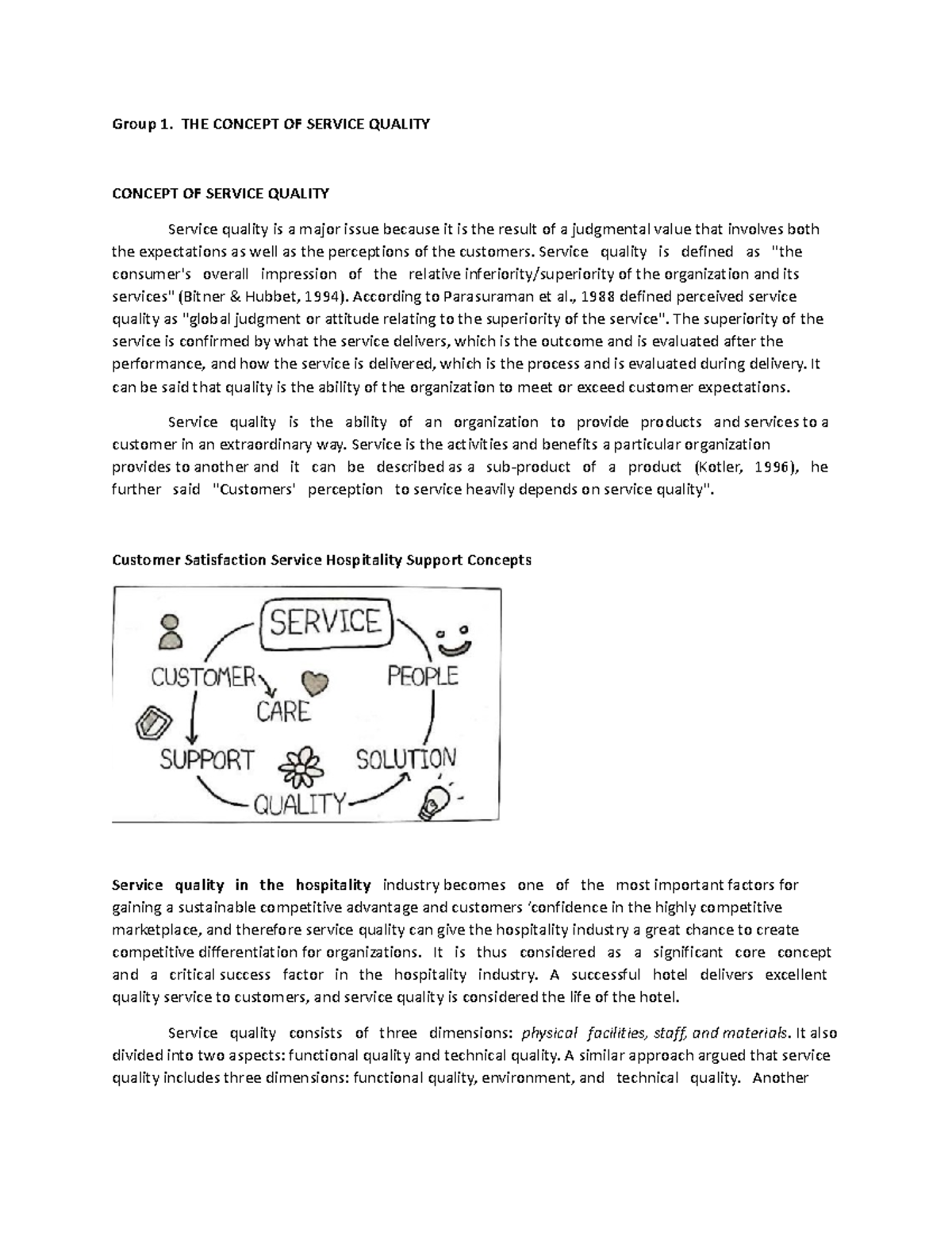 Group 1 QSMT Practice materials Group 1. THE CONCEPT OF SERVICE