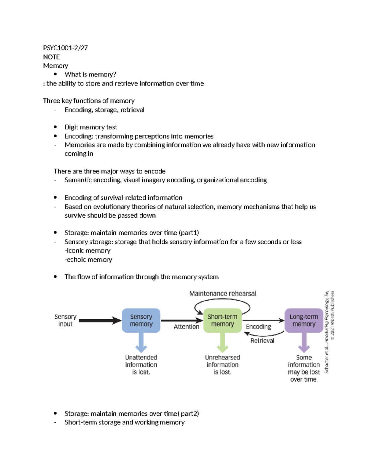 PSYC1001-2:27 - mmm - PSYC1001-2/ NOTE Memory What is memory? : the ...