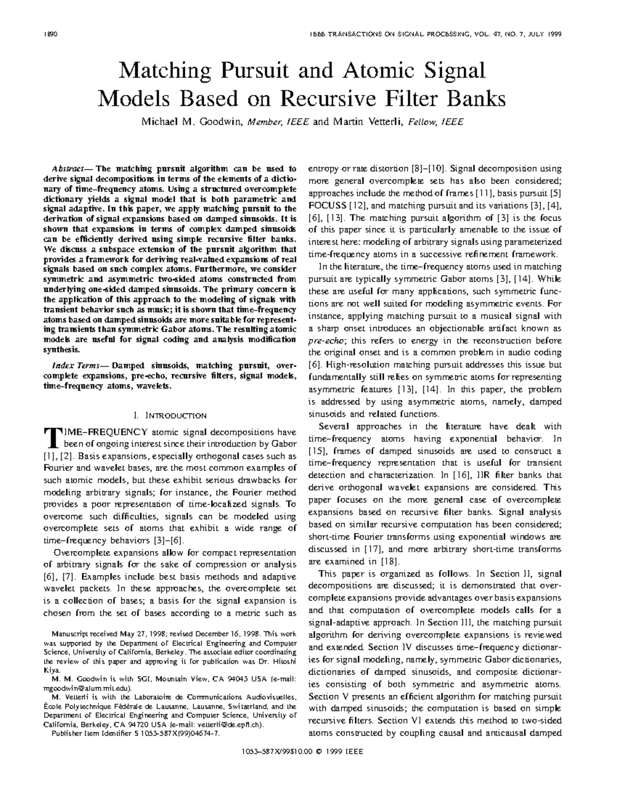 Atomicsigmodel - Modelo - 1890 IEEE TRANSACTIONS ON SIGNAL PROCESSING ...