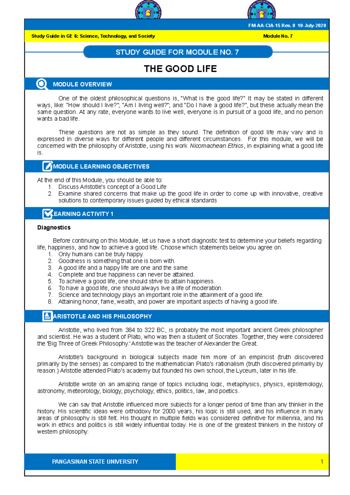 GE6 Study Guide 7 - Lecture notes 7 - Science, Technology, and Society ...