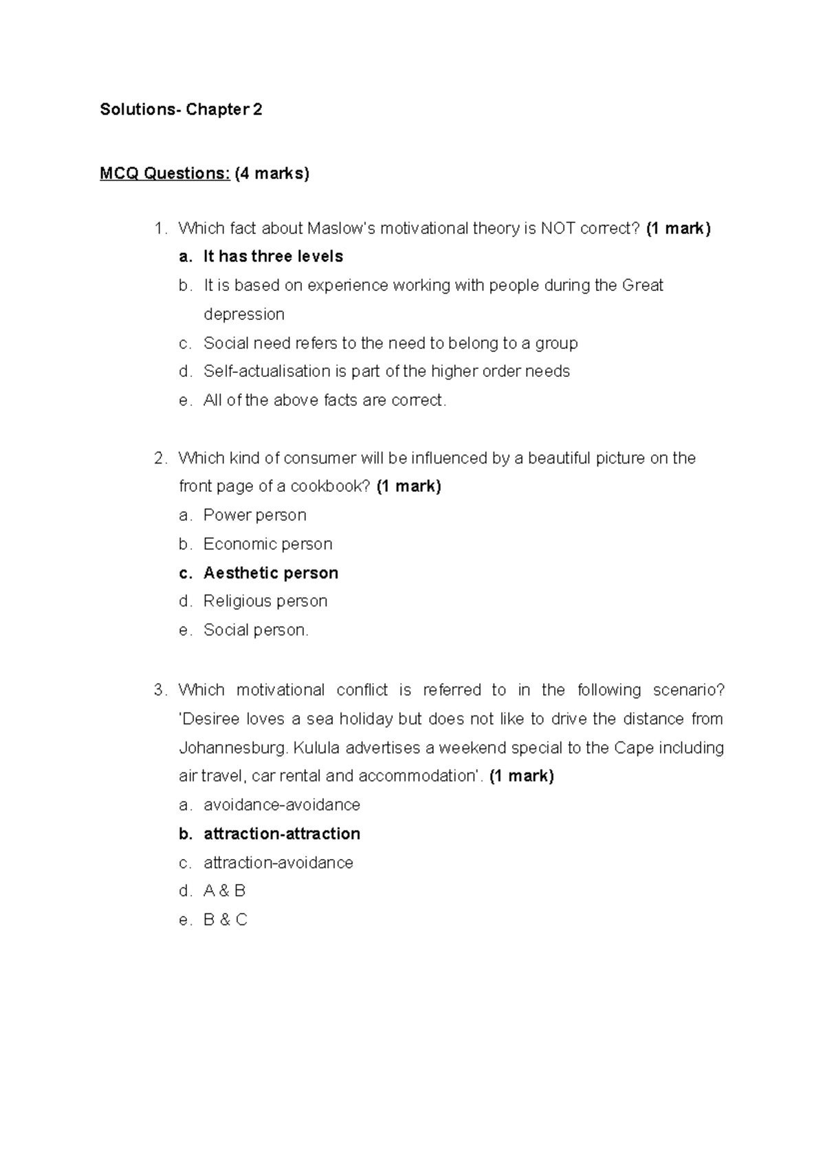 Solutions Chapter 2 Practice Questions With Memorandums For When You