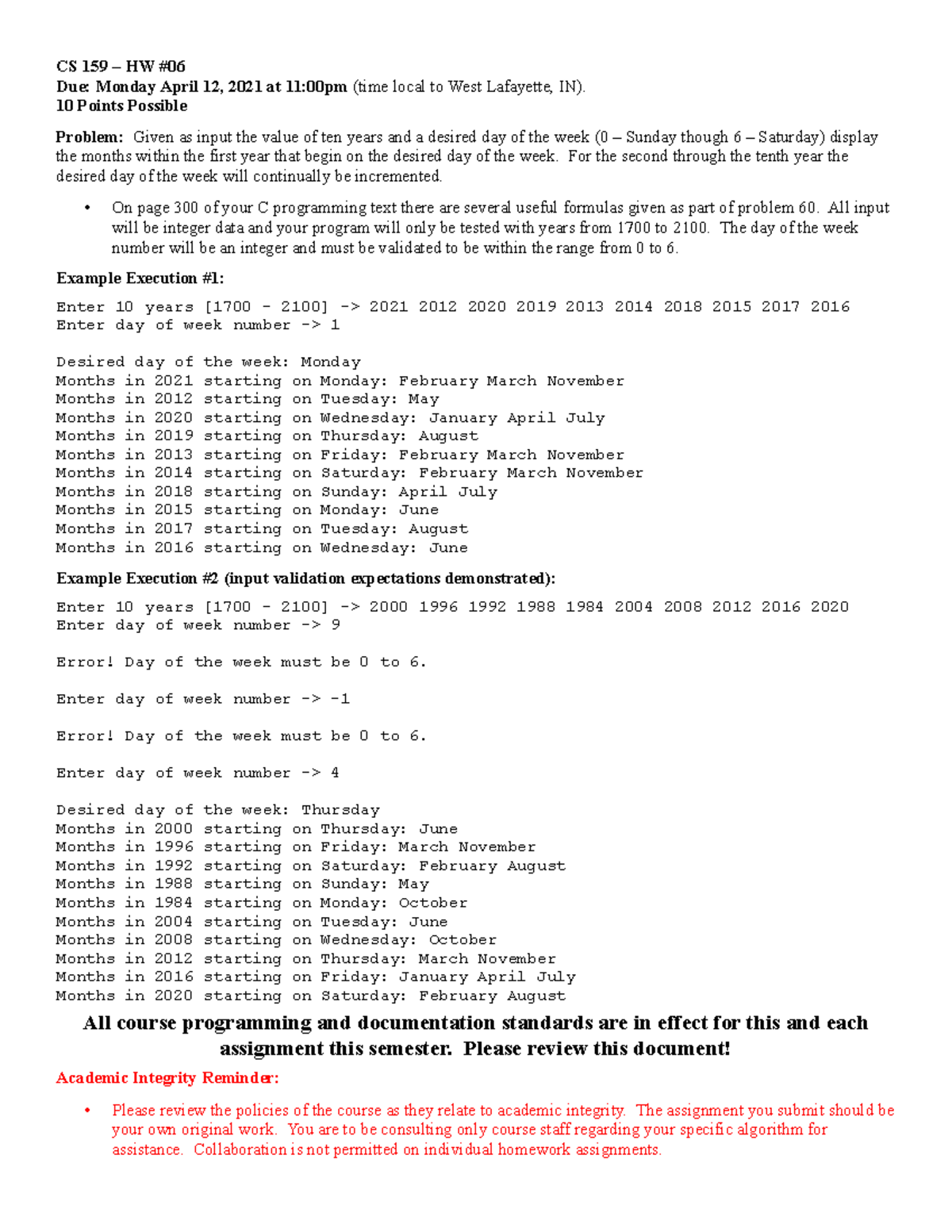 Hw06 - This is one of the weekly homeworks. - CS 15900 - Purdue - Studocu