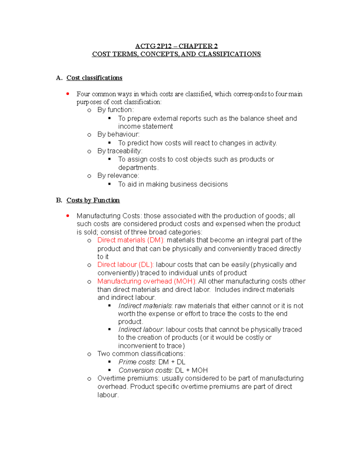 Chapter 2 Notes and Example - ACTG 2P12 – CHAPTER 2 COST TERMS ...