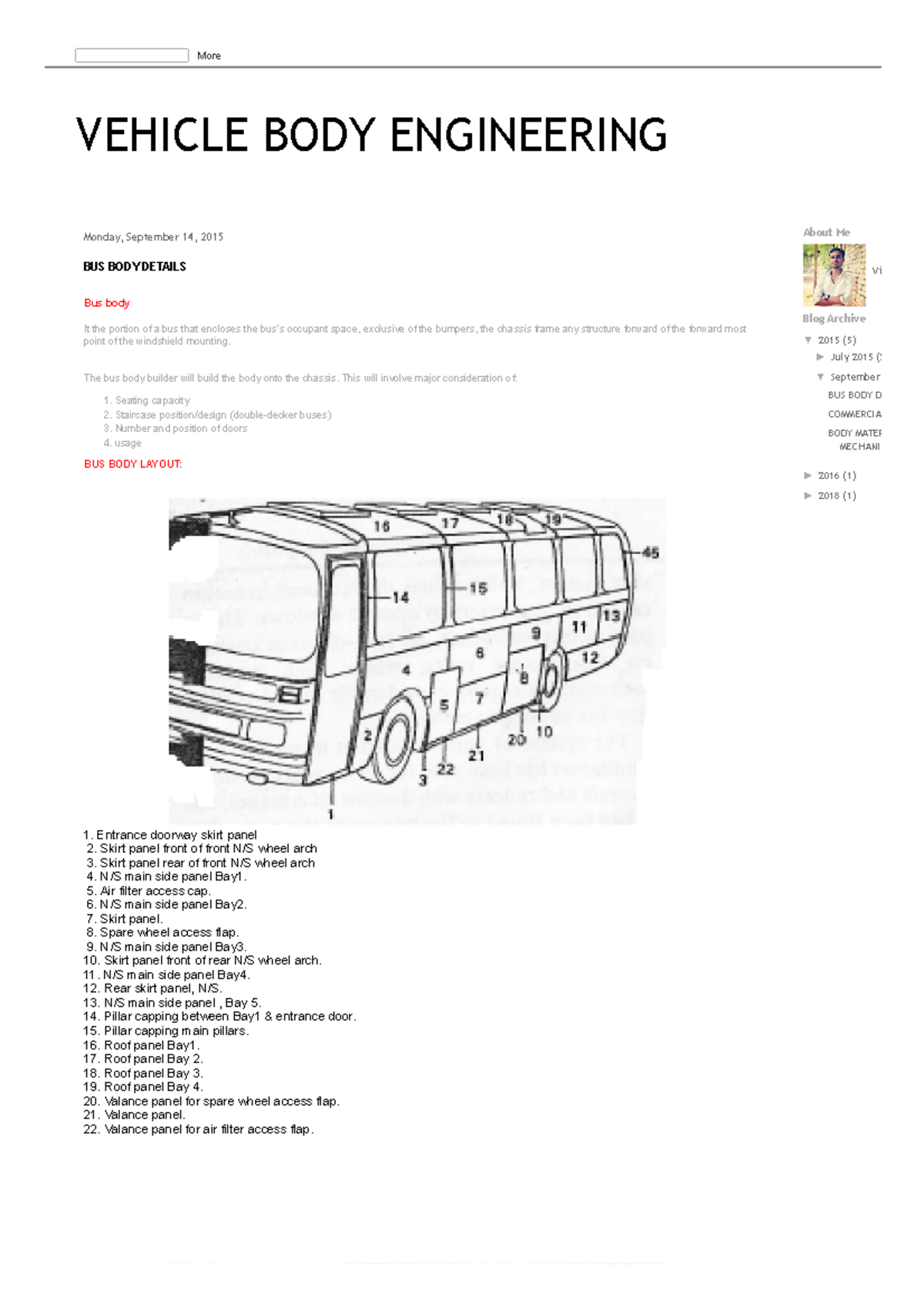 Vehicle BODY Engineering BUS BODY Details VEHICLE BODY ENGINEERING