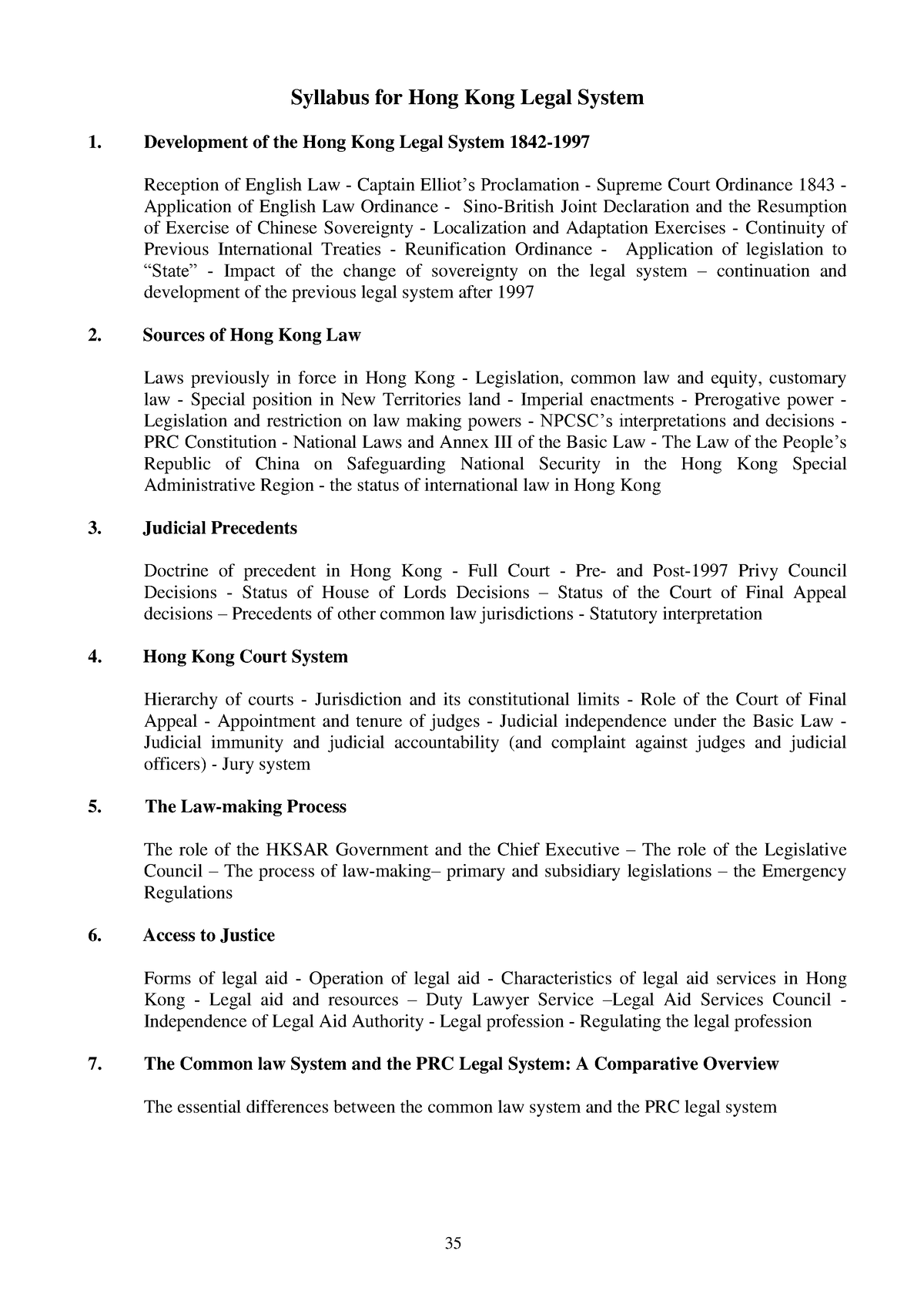 Syl Reading Listof HKLegal System - Syllabus For Hong Kong Legal System ...