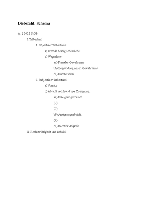 Schema zum Raub, § 249 StGB - Raub, § 249 StGB I. Tatbestand Objektiver ...